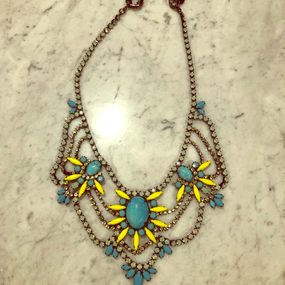 Turquoise and Rhinestone Necklace